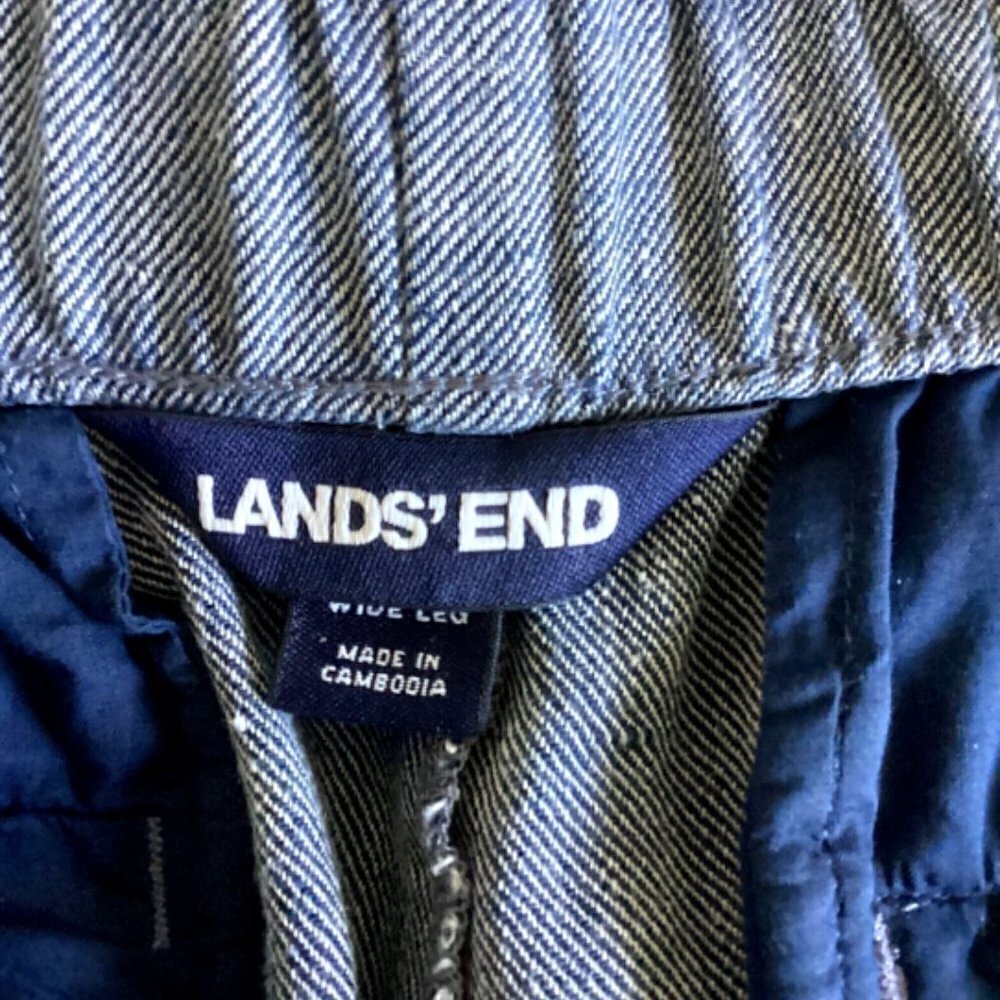 Lands' End High-Rise Wide Leg Linen Blend Casual Pants Sz 8 Blue 46H - Picture 4 of 6